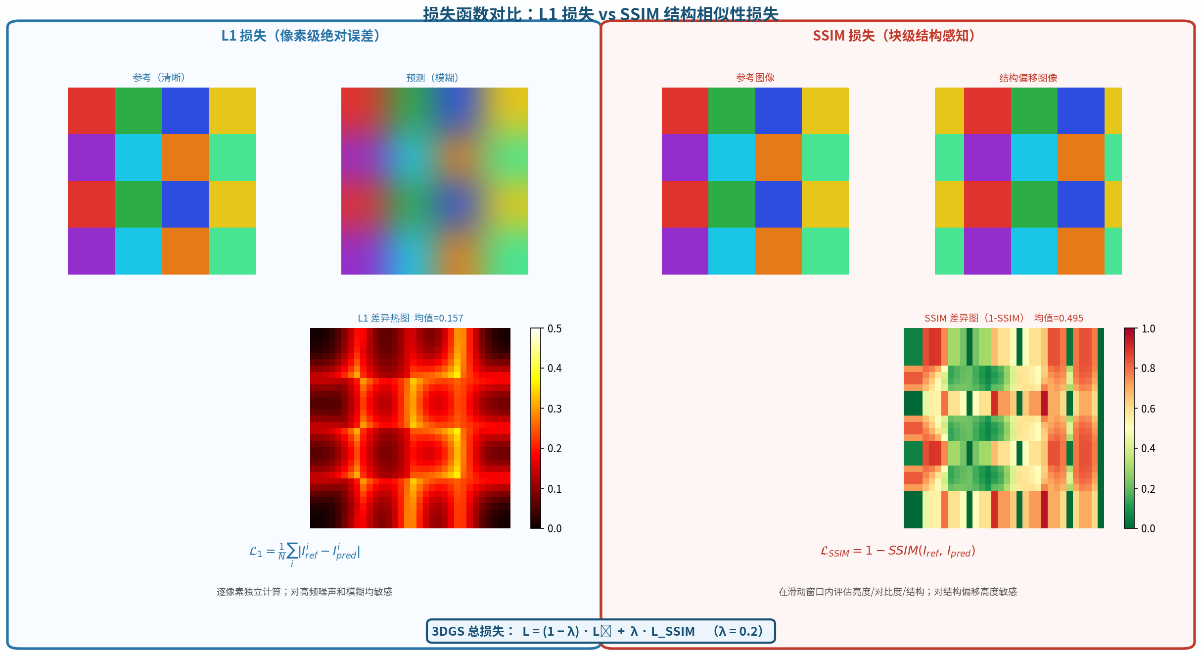 图6.6 L1损失 vs SSIM损失的感知对比